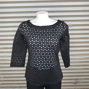 Lauren Michelle black cutout 3/4 sleeve top